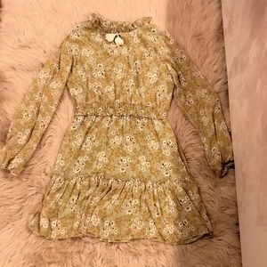 Art class knee length floral long sleeved dress